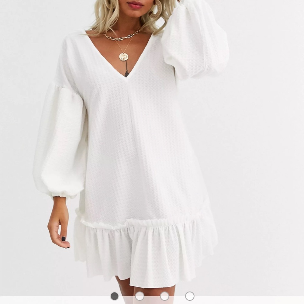 ASOS White Balloon Sleeve Shift Dress